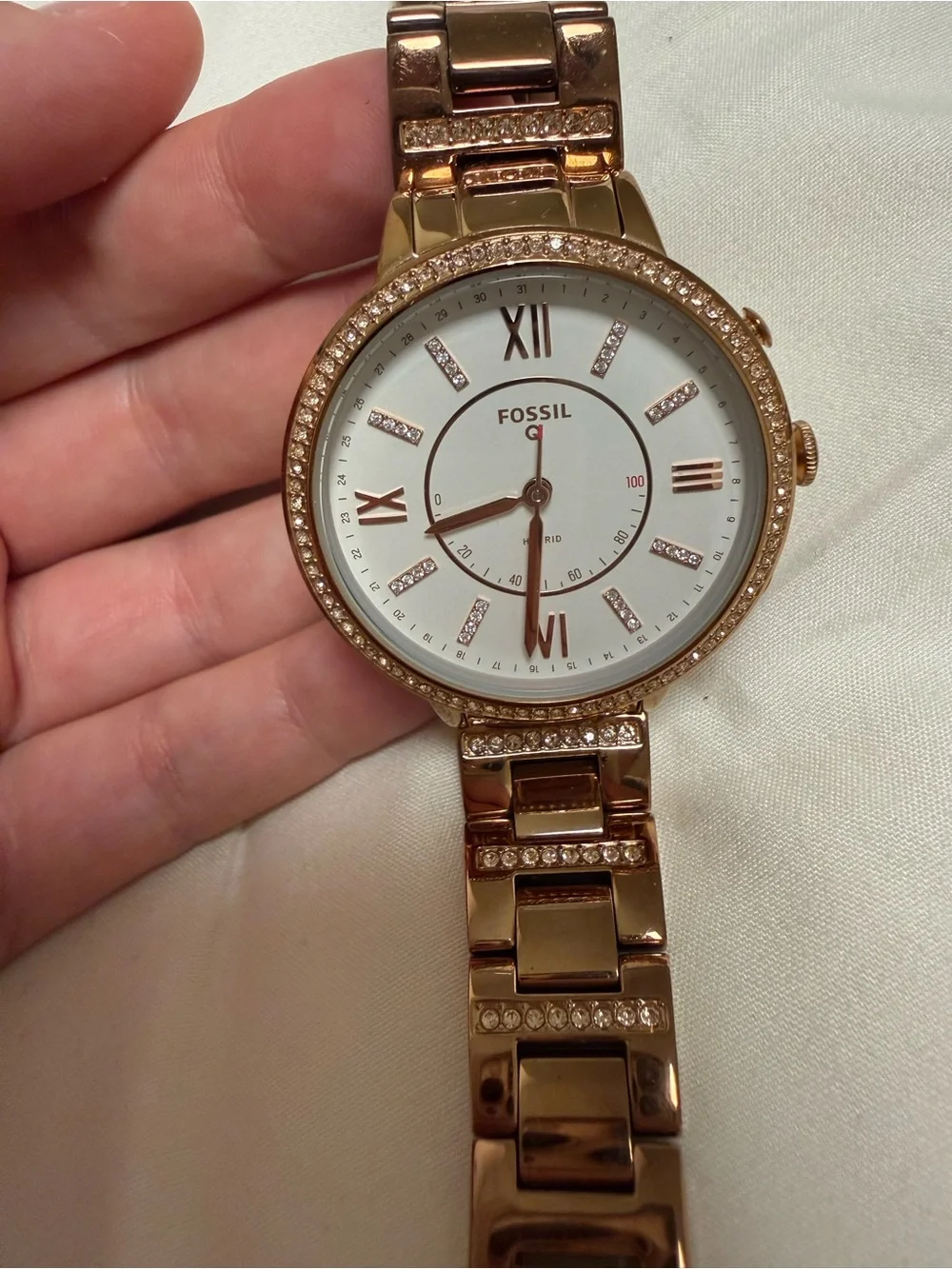 Fossil - Q Virginia Hybrid Smartwatch 36mm Stainless Steel - Rose gold-tone